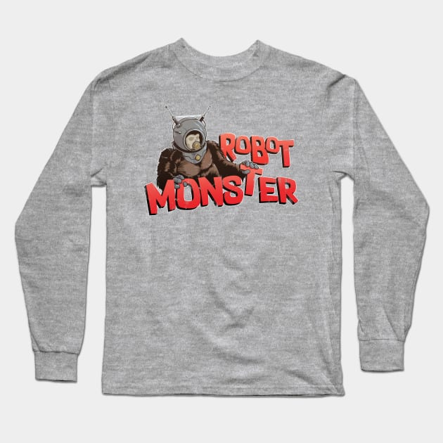 Robot Monster (distressed vs.) Long Sleeve T-Shirt by jpowersart